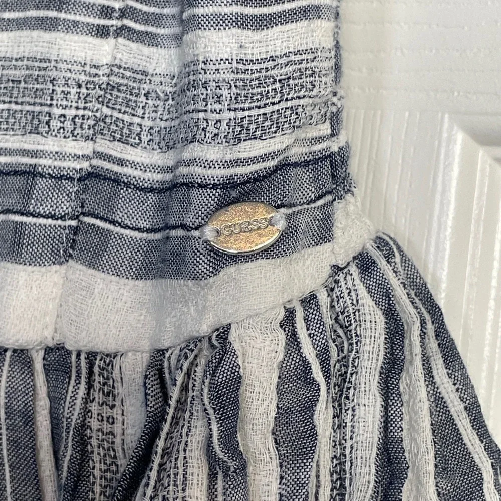 Guess‎ Kids Dress Girls M 10-12 Gray White Plaid Smocked Cargo Sundress